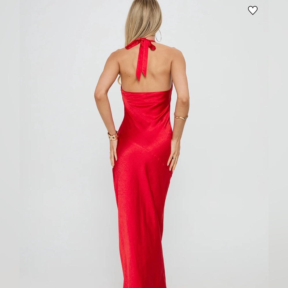 Princess Polly Silk Red Backless Maxi Dress Cowl Neck - Picture 2 of 6